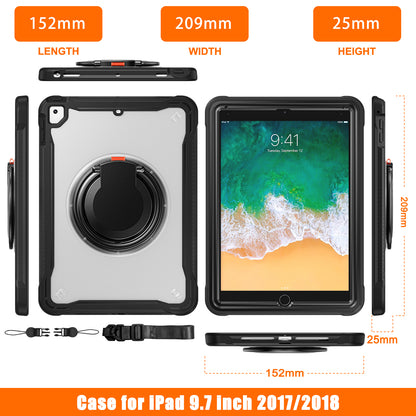 For iPad Air (2013) / Air 2 / iPad Pro 9.7 inch (2016) / iPad 9.7-inch (2017) / (2018) Kickstand Cover PC+TPU Handle Grip Tablet Case