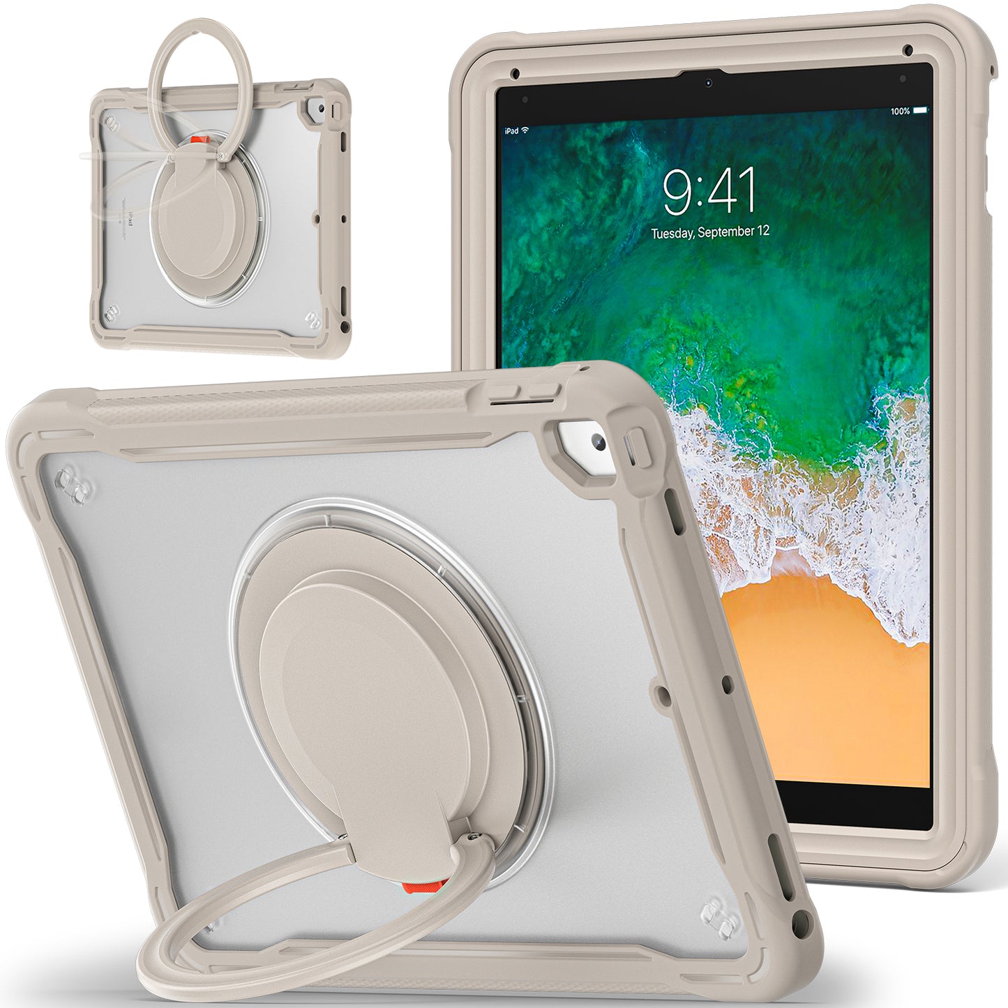 For iPad Air (2013) / Air 2 / iPad Pro 9.7 inch (2016) / iPad 9.7-inch (2017) / (2018) Kickstand Cover PC+TPU Handle Grip Tablet Case