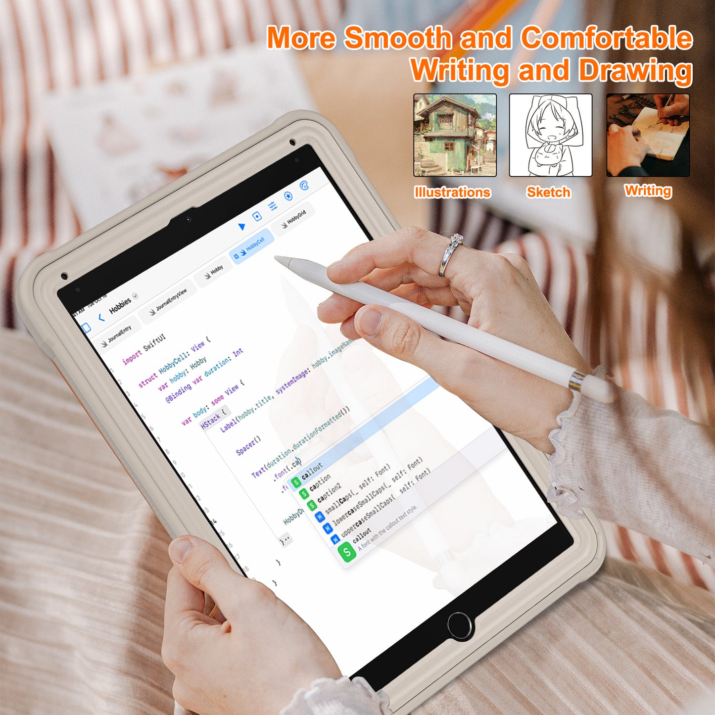 For iPad Air (2013) / Air 2 / iPad Pro 9.7 inch (2016) / iPad 9.7-inch (2017) / (2018) Kickstand Cover PC+TPU Handle Grip Tablet Case