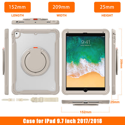 For iPad Air (2013) / Air 2 / iPad Pro 9.7 inch (2016) / iPad 9.7-inch (2017) / (2018) Kickstand Cover PC+TPU Handle Grip Tablet Case