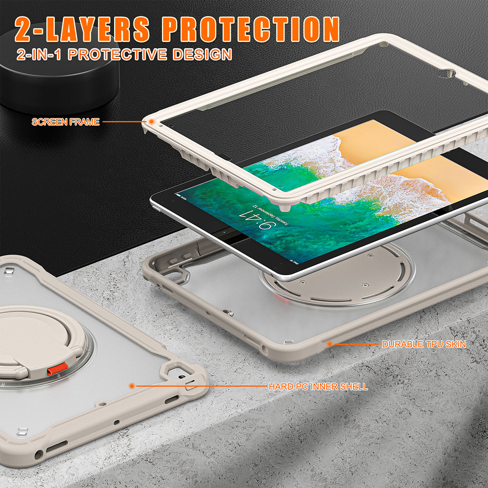For iPad Air (2013) / Air 2 / iPad Pro 9.7 inch (2016) / iPad 9.7-inch (2017) / (2018) Kickstand Cover PC+TPU Handle Grip Tablet Case