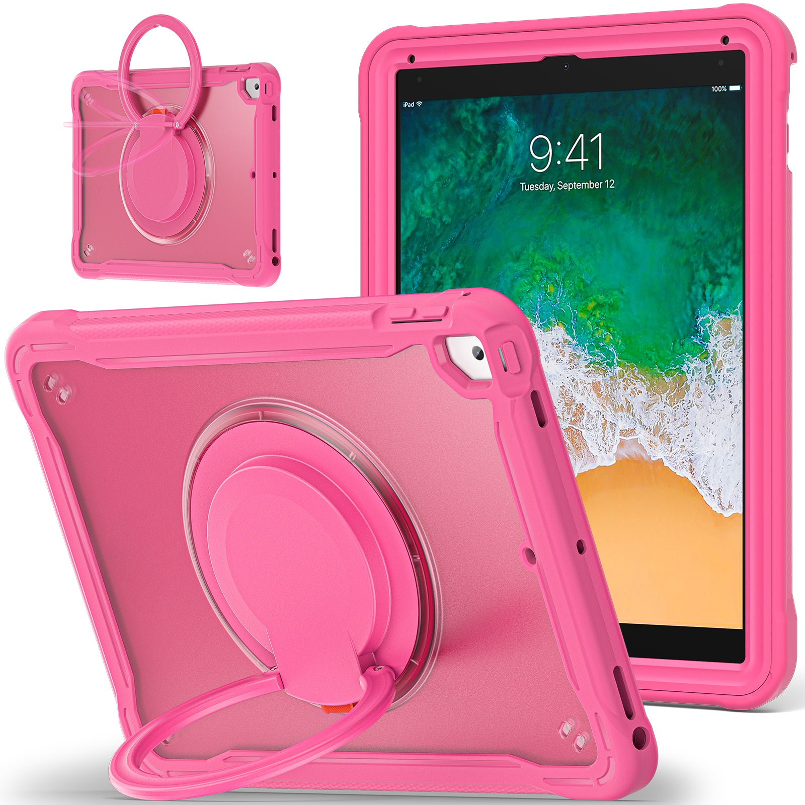 For iPad Air (2013) / Air 2 / iPad Pro 9.7 inch (2016) / iPad 9.7-inch (2017) / (2018) Kickstand Cover PC+TPU Handle Grip Tablet Case