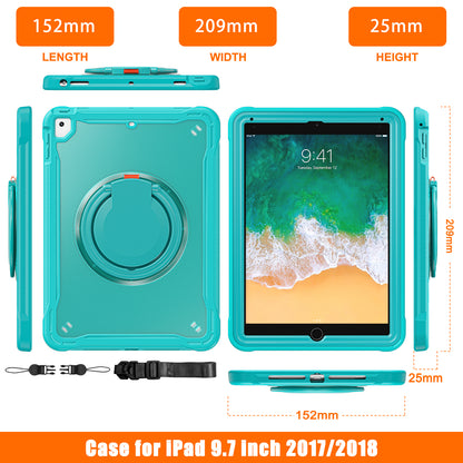 For iPad Air (2013) / Air 2 / iPad Pro 9.7 inch (2016) / iPad 9.7-inch (2017) / (2018) Kickstand Cover PC+TPU Handle Grip Tablet Case