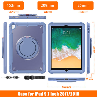 For iPad Air (2013) / Air 2 / iPad Pro 9.7 inch (2016) / iPad 9.7-inch (2017) / (2018) Kickstand Cover PC+TPU Handle Grip Tablet Case