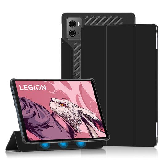 For Lenovo Legion Y700 Tri-Fold Stand Protective Tablet Case Magnetic Absorption PU Leather Cover