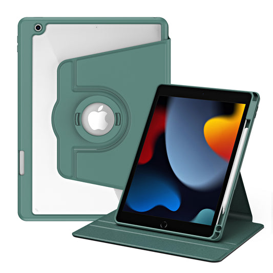 For iPad 10.2 (2021) / (2019) / (2020) Anti-Drop Tablet Case Rotating Stand PU Leather TPU Cover