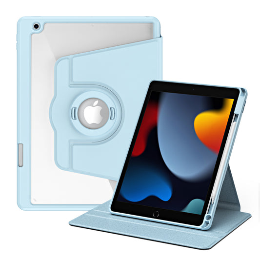 For iPad 10.2 (2021) / (2019) / (2020) Anti-Drop Tablet Case Rotating Stand PU Leather TPU Cover