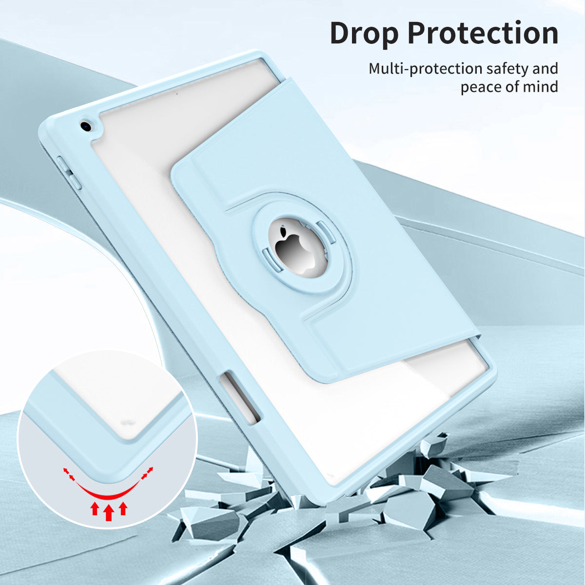 For iPad 10.2 (2021) / (2019) / (2020) Anti-Drop Tablet Case Rotating Stand PU Leather TPU Cover
