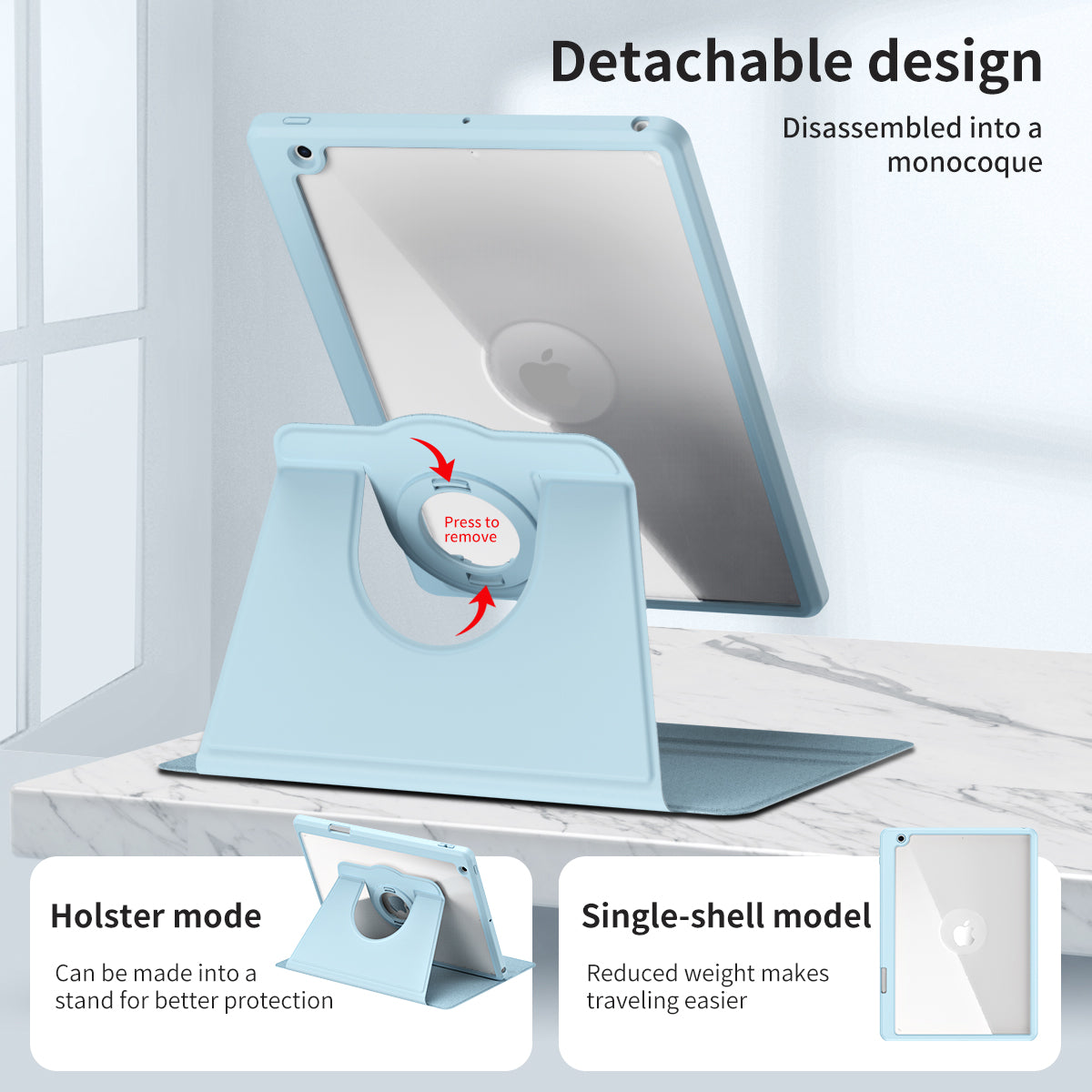 For iPad 10.2 (2021) / (2019) / (2020) Anti-Drop Tablet Case Rotating Stand PU Leather TPU Cover