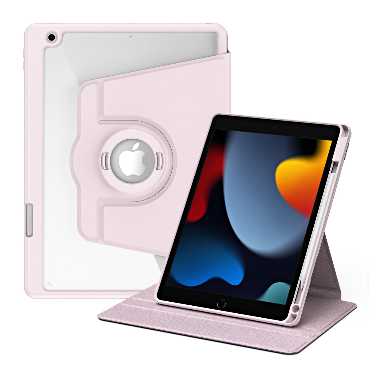 For iPad 10.2 (2021) / (2019) / (2020) Anti-Drop Tablet Case Rotating Stand PU Leather TPU Cover