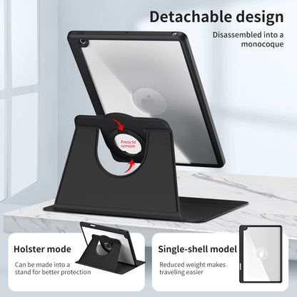 For iPad 10.2 (2021) / (2019) / (2020) Anti-Drop Tablet Case Rotating Stand PU Leather TPU Cover