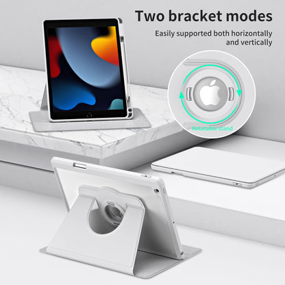 For iPad 10.2 (2021) / (2019) / (2020) Anti-Drop Tablet Case Rotating Stand PU Leather TPU Cover