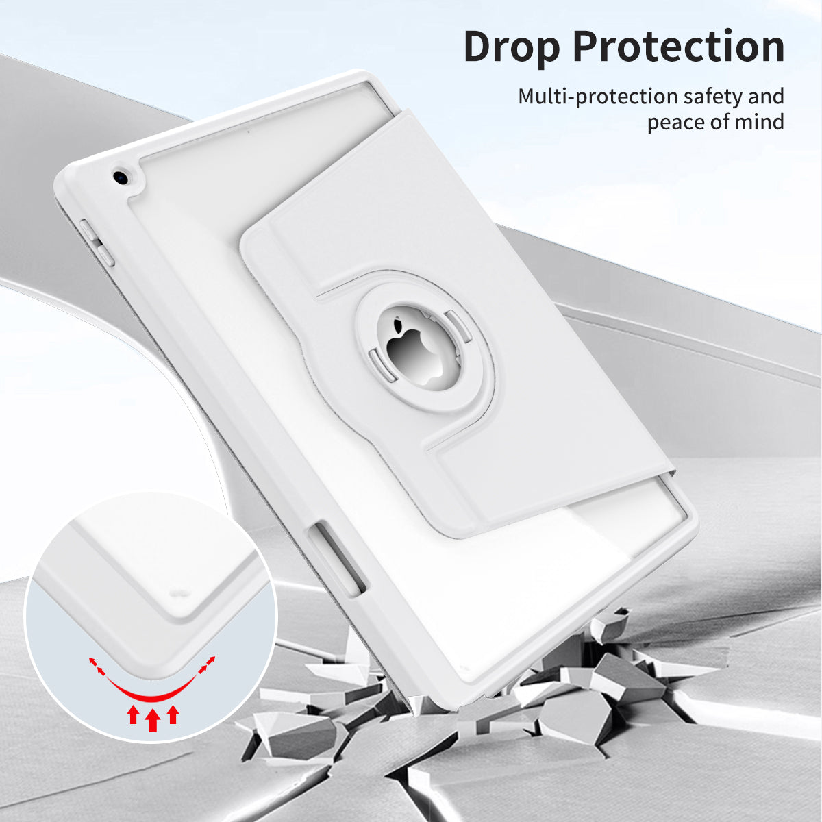 For iPad 10.2 (2021) / (2019) / (2020) Anti-Drop Tablet Case Rotating Stand PU Leather TPU Cover