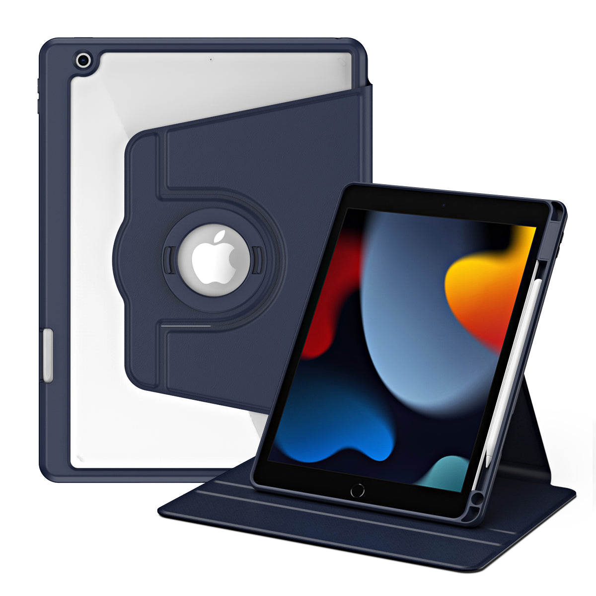 For iPad 10.2 (2021) / (2019) / (2020) Anti-Drop Tablet Case Rotating Stand PU Leather TPU Cover