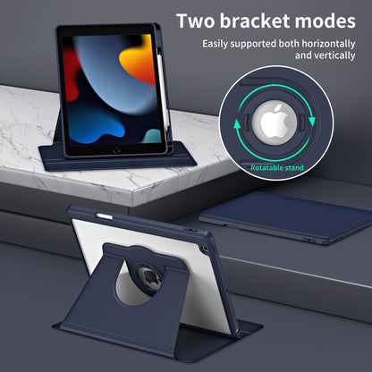 For iPad 10.2 (2021) / (2019) / (2020) Anti-Drop Tablet Case Rotating Stand PU Leather TPU Cover
