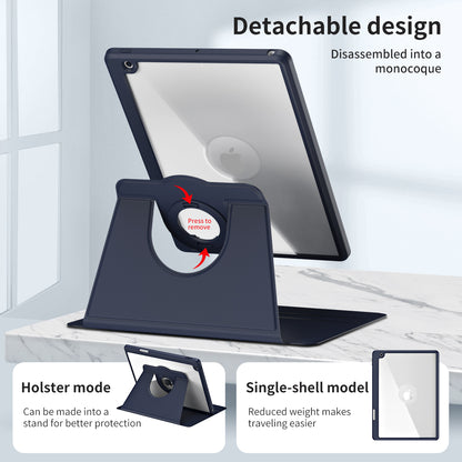 For iPad 10.2 (2021) / (2019) / (2020) Anti-Drop Tablet Case Rotating Stand PU Leather TPU Cover