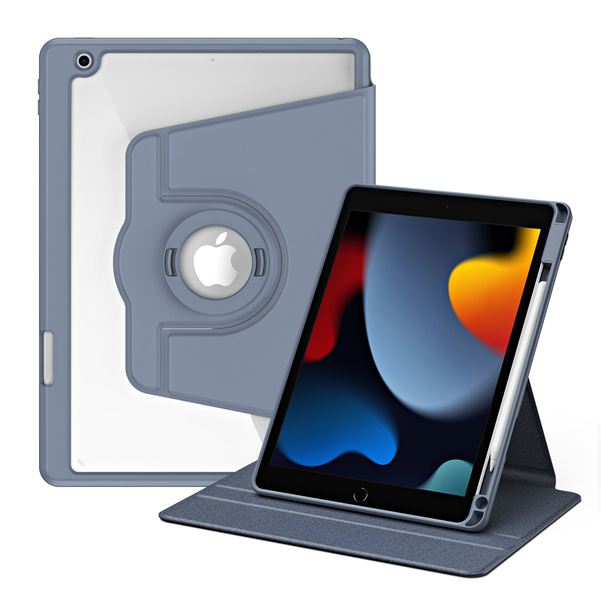 For iPad 10.2 (2021) / (2019) / (2020) Anti-Drop Tablet Case Rotating Stand PU Leather TPU Cover