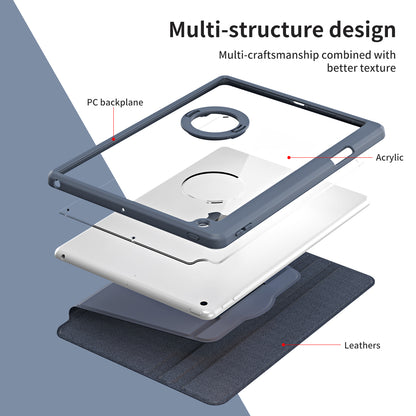 For iPad 10.2 (2021) / (2019) / (2020) Anti-Drop Tablet Case Rotating Stand PU Leather TPU Cover