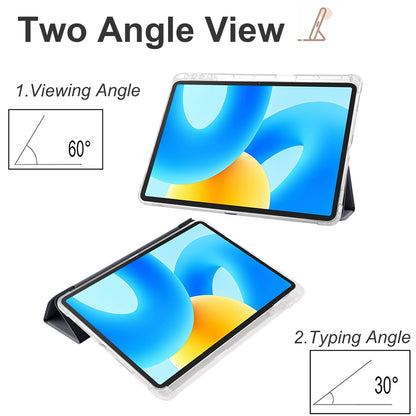 For Huawei MatePad 11.5 Smart Trifold Stand Case PU Leather Transparent TPU Back Tablet Cover with Pencil Holder