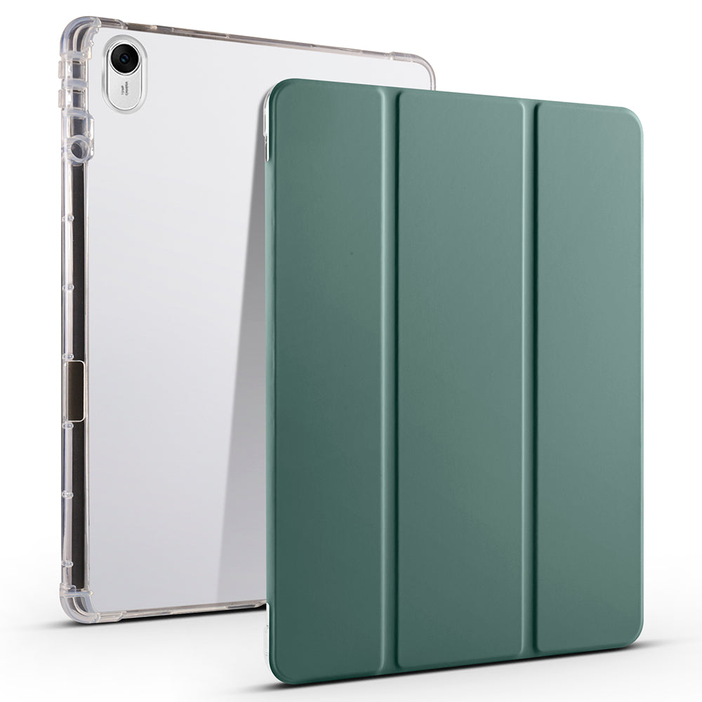 For Huawei MatePad 11.5 Smart Trifold Stand Case PU Leather Transparent TPU Back Tablet Cover with Pencil Holder