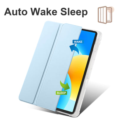 For Huawei MatePad 11.5 Smart Trifold Stand Case PU Leather Transparent TPU Back Tablet Cover with Pencil Holder