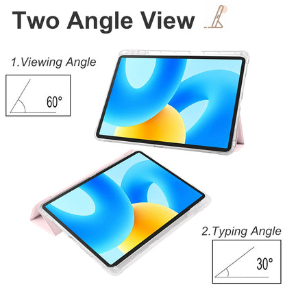 For Huawei MatePad 11.5 Smart Trifold Stand Case PU Leather Transparent TPU Back Tablet Cover with Pencil Holder