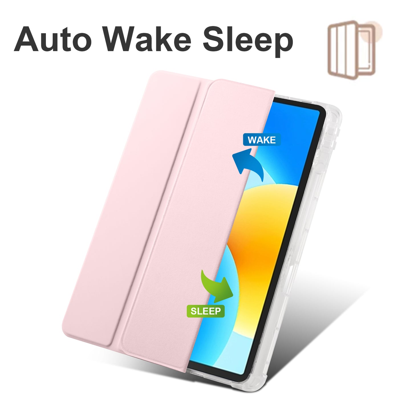 For Huawei MatePad 11.5 Smart Trifold Stand Case PU Leather Transparent TPU Back Tablet Cover with Pencil Holder