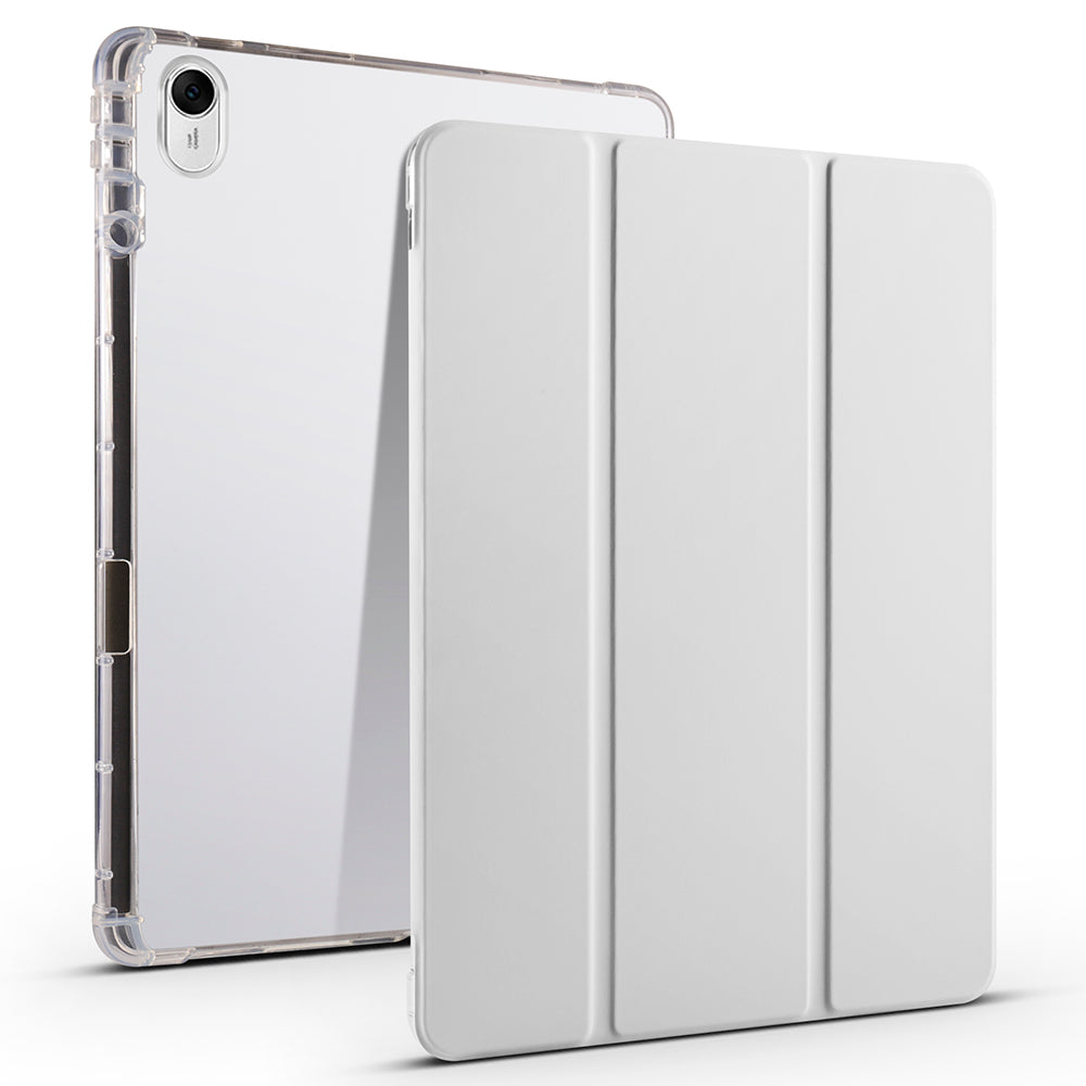 For Huawei MatePad 11.5 Smart Trifold Stand Case PU Leather Transparent TPU Back Tablet Cover with Pencil Holder