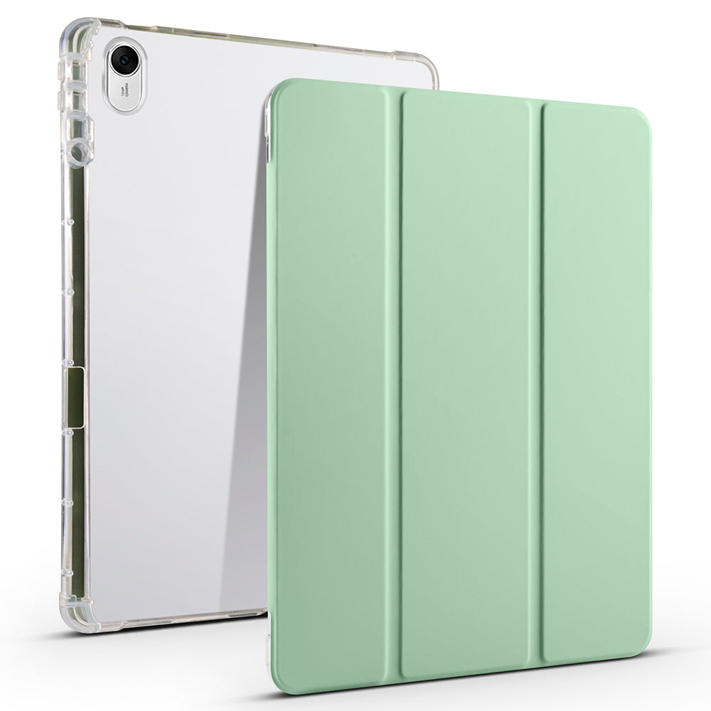For Huawei MatePad 11.5 Smart Trifold Stand Case PU Leather Transparent TPU Back Tablet Cover with Pencil Holder