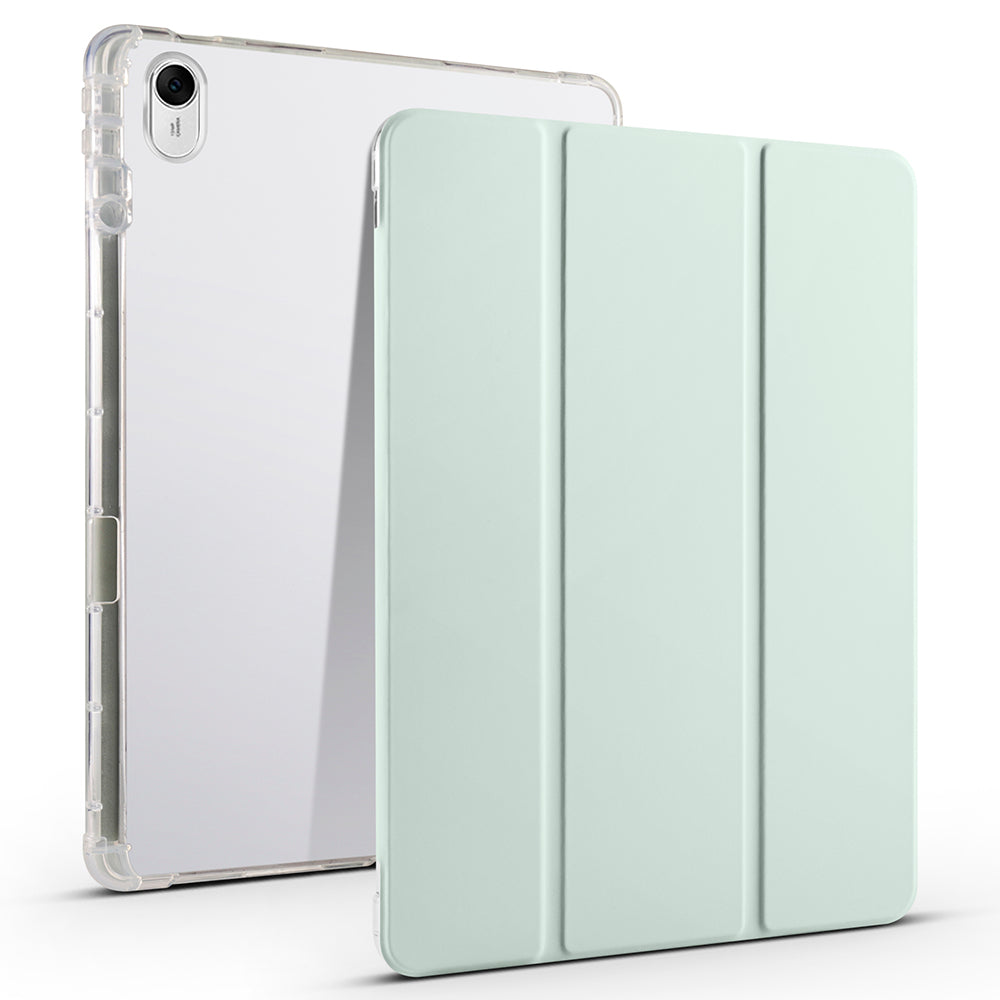 For Huawei MatePad 11.5 Smart Trifold Stand Case PU Leather Transparent TPU Back Tablet Cover with Pencil Holder