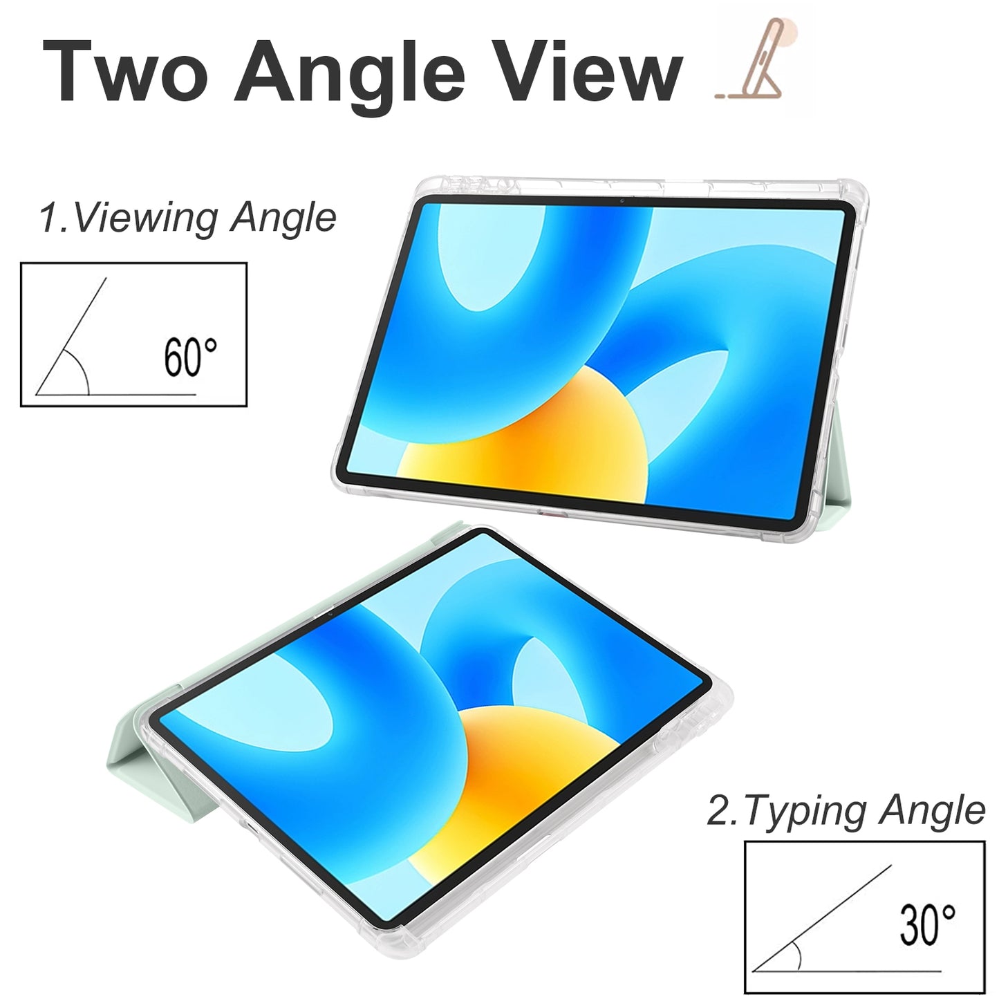 For Huawei MatePad 11.5 Smart Trifold Stand Case PU Leather Transparent TPU Back Tablet Cover with Pencil Holder