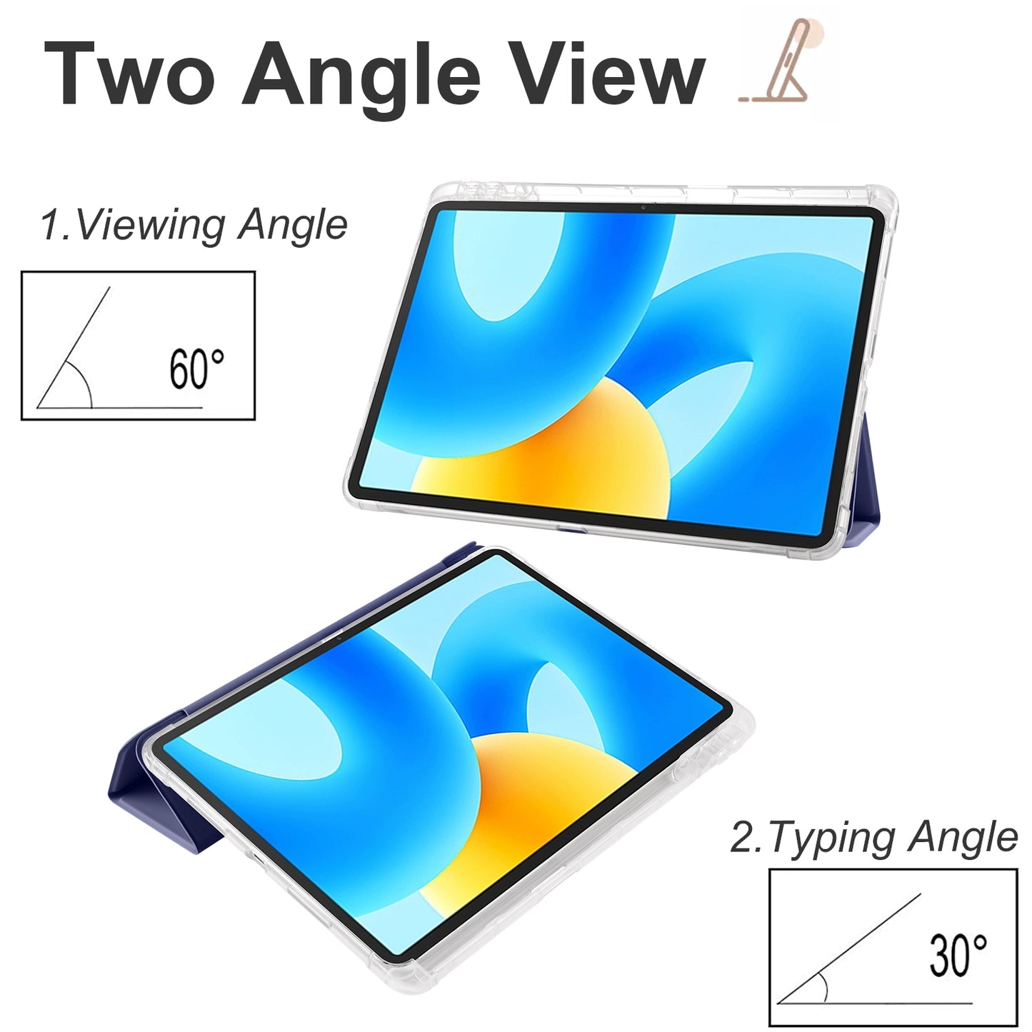 For Huawei MatePad 11.5 Smart Trifold Stand Case PU Leather Transparent TPU Back Tablet Cover with Pencil Holder