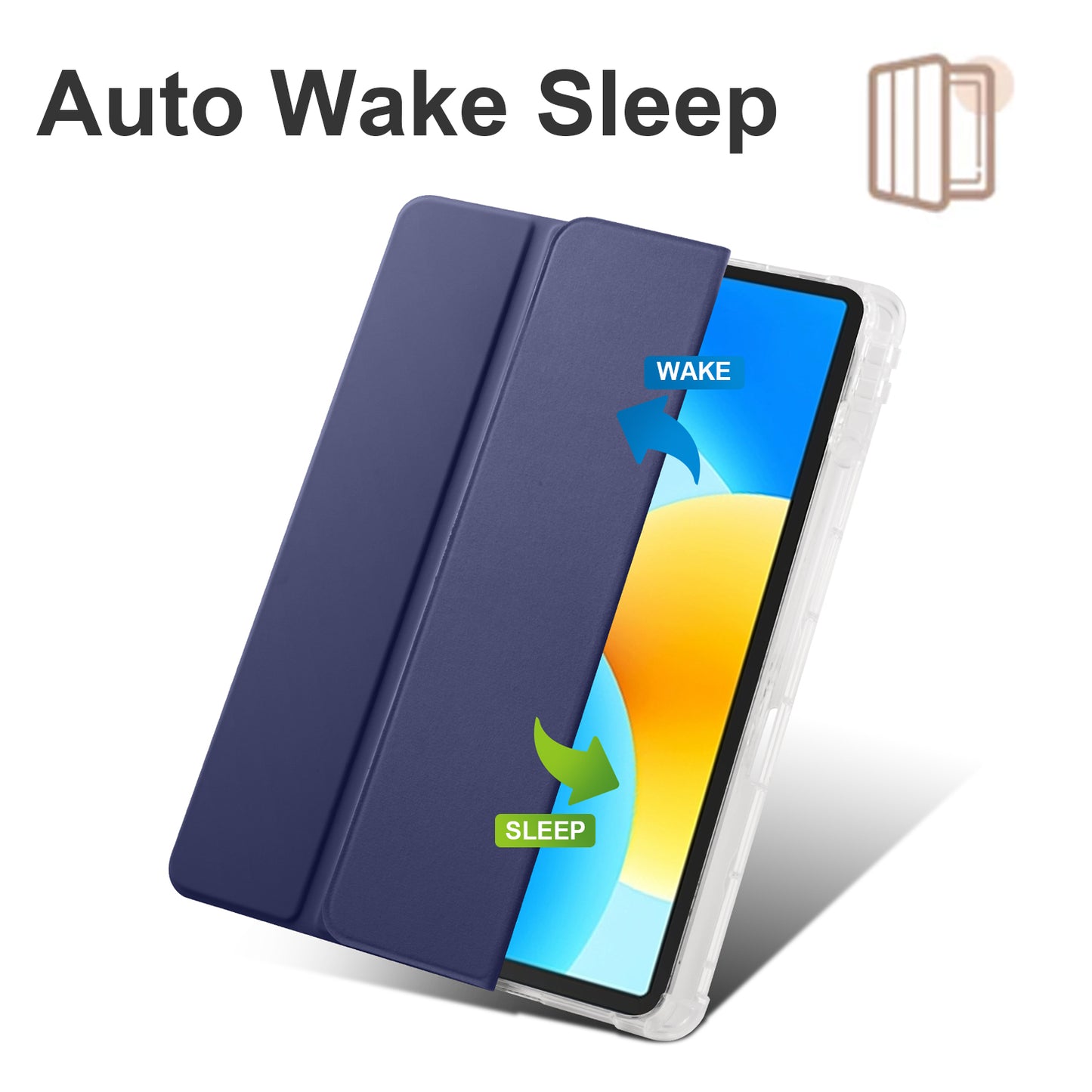 For Huawei MatePad 11.5 Smart Trifold Stand Case PU Leather Transparent TPU Back Tablet Cover with Pencil Holder