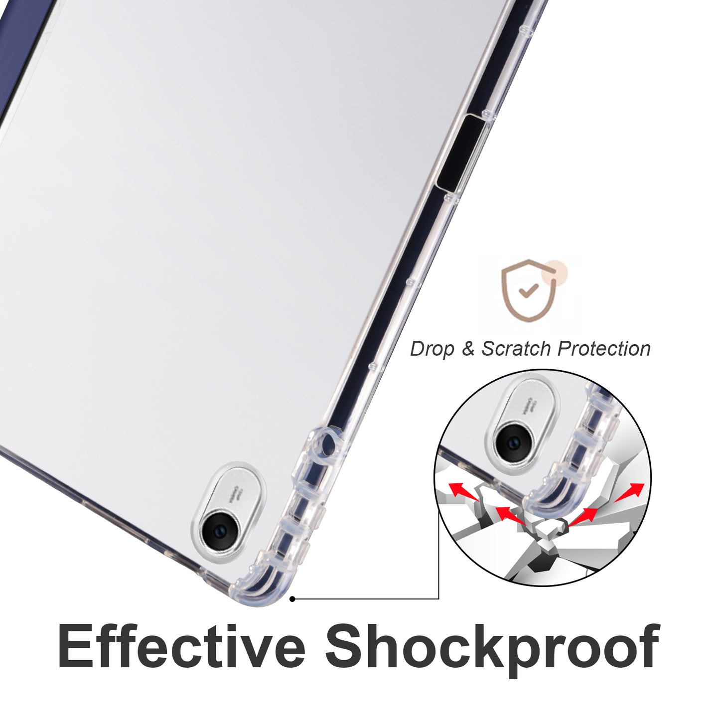 For Huawei MatePad 11.5 Smart Trifold Stand Case PU Leather Transparent TPU Back Tablet Cover with Pencil Holder
