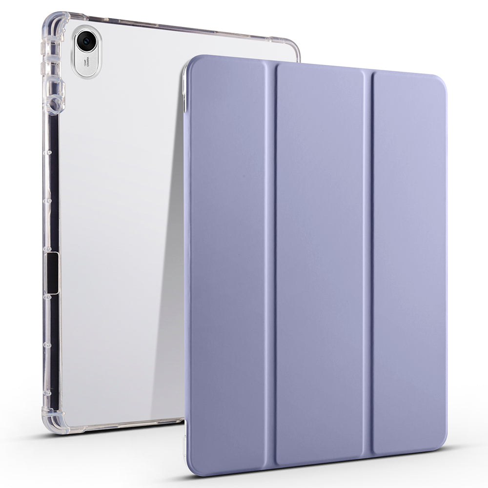 For Huawei MatePad 11.5 Smart Trifold Stand Case PU Leather Transparent TPU Back Tablet Cover with Pencil Holder