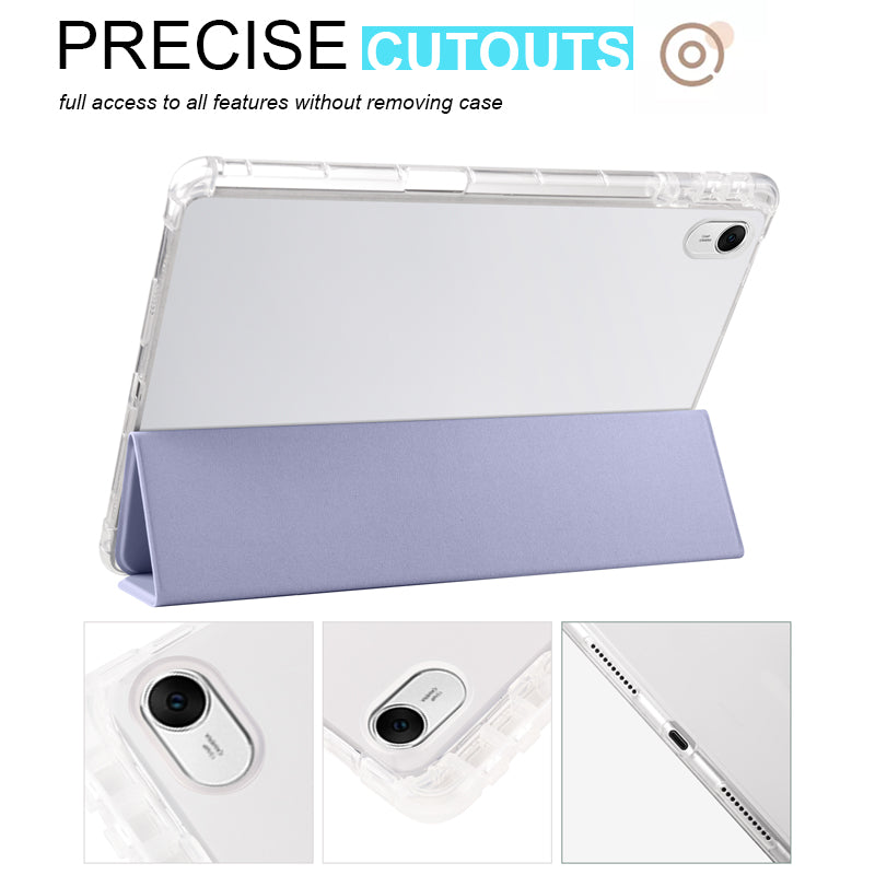 For Huawei MatePad 11.5 Smart Trifold Stand Case PU Leather Transparent TPU Back Tablet Cover with Pencil Holder
