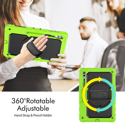 For Samsung Galaxy Tab S9 Ultra (SM-X910 / X916B / X918U) Shockproof Case PC+Silicone Tablet Kickstand Cover with PET Screen Film
