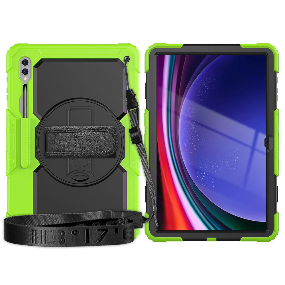 For Samsung Galaxy Tab S9 Ultra (SM-X910 / X916B / X918U) Shockproof Case PC+Silicone Tablet Kickstand Cover with PET Screen Film