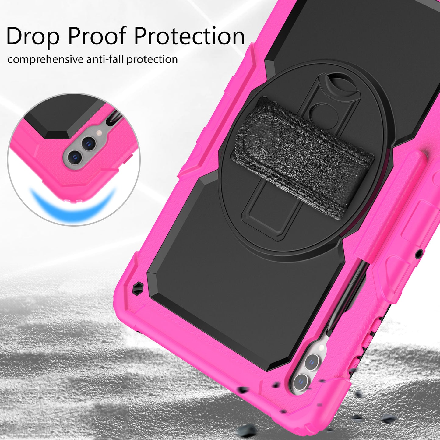 For Samsung Galaxy Tab S9 Ultra (SM-X910 / X916B / X918U) Shockproof Case PC+Silicone Tablet Kickstand Cover with PET Screen Film