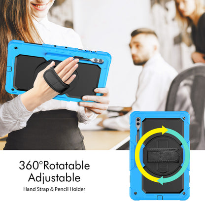 For Samsung Galaxy Tab S9 Ultra (SM-X910 / X916B / X918U) Shockproof Case PC+Silicone Tablet Kickstand Cover with PET Screen Film