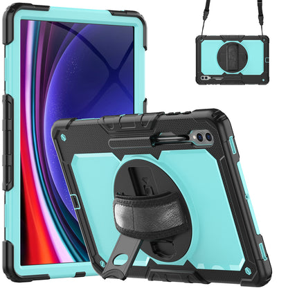 For Samsung Galaxy Tab S9 Ultra (SM-X910 / X916B / X918U) Shockproof Case PC+Silicone Tablet Kickstand Cover with PET Screen Film