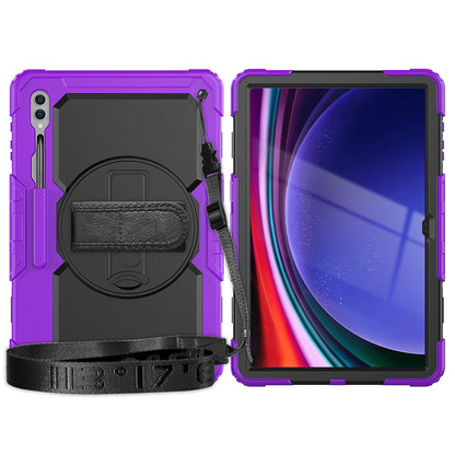 For Samsung Galaxy Tab S9 Ultra (SM-X910 / X916B / X918U) Shockproof Case PC+Silicone Tablet Kickstand Cover with PET Screen Film