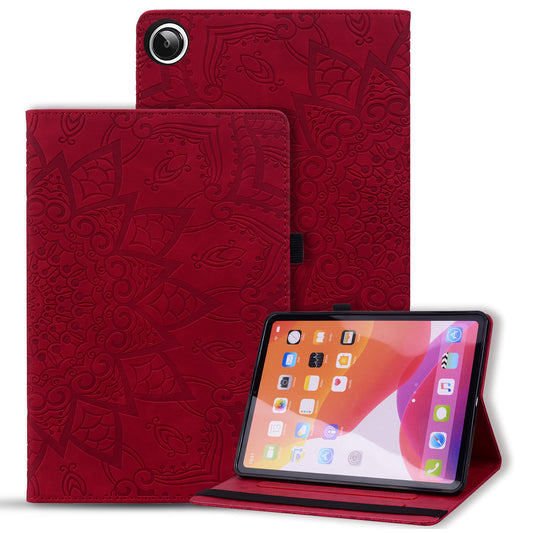 For Samsung Galaxy Tab A9+ PU Leather Tablet Case Imprinted Flower Pattern Card Slot Tablet Stand Cover