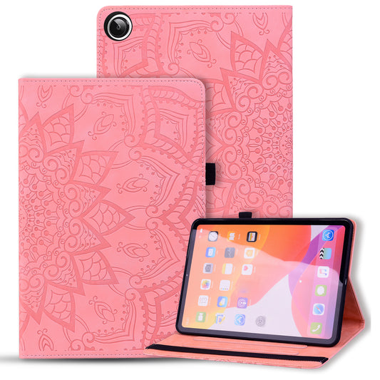 For Samsung Galaxy Tab A9+ PU Leather Tablet Case Imprinted Flower Pattern Card Slot Tablet Stand Cover