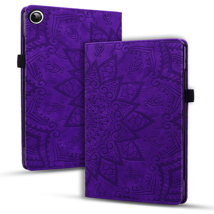 For Samsung Galaxy Tab A9+ PU Leather Tablet Case Imprinted Flower Pattern Card Slot Tablet Stand Cover