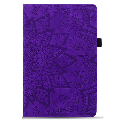 For Samsung Galaxy Tab A9+ PU Leather Tablet Case Imprinted Flower Pattern Card Slot Tablet Stand Cover