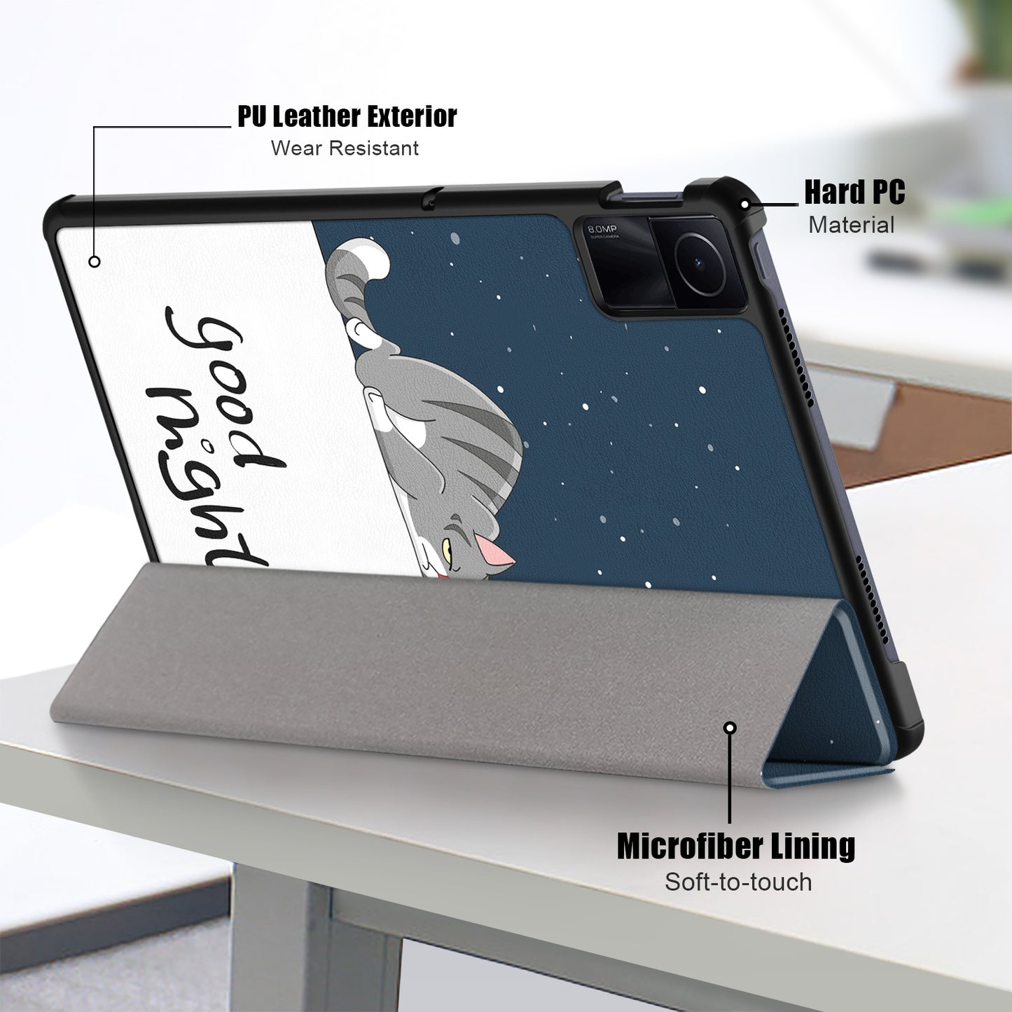 For Xiaomi Redmi Pad SE Tri-fold Stand Tablet Case Pattern Printing PU Leather Tablet Cover