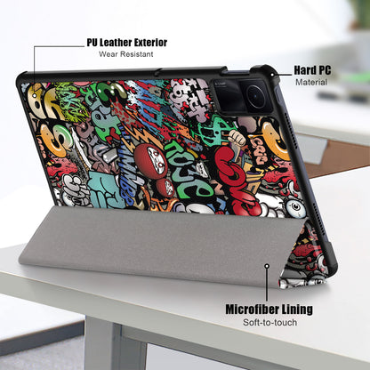 For Xiaomi Redmi Pad SE Tri-fold Stand Tablet Case Pattern Printing PU Leather Tablet Cover