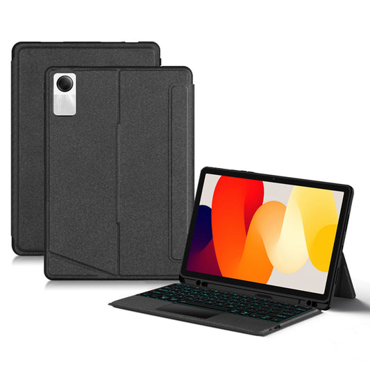 PU Leather Case for Xiaomi Redmi Pad SE , Stand Tablet Cover + Backlight Detachable Keyboard with Touchpad