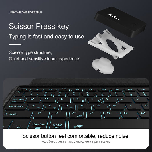 PU Leather Case for Xiaomi Redmi Pad SE , Stand Tablet Cover + Backlight Detachable Keyboard with Touchpad